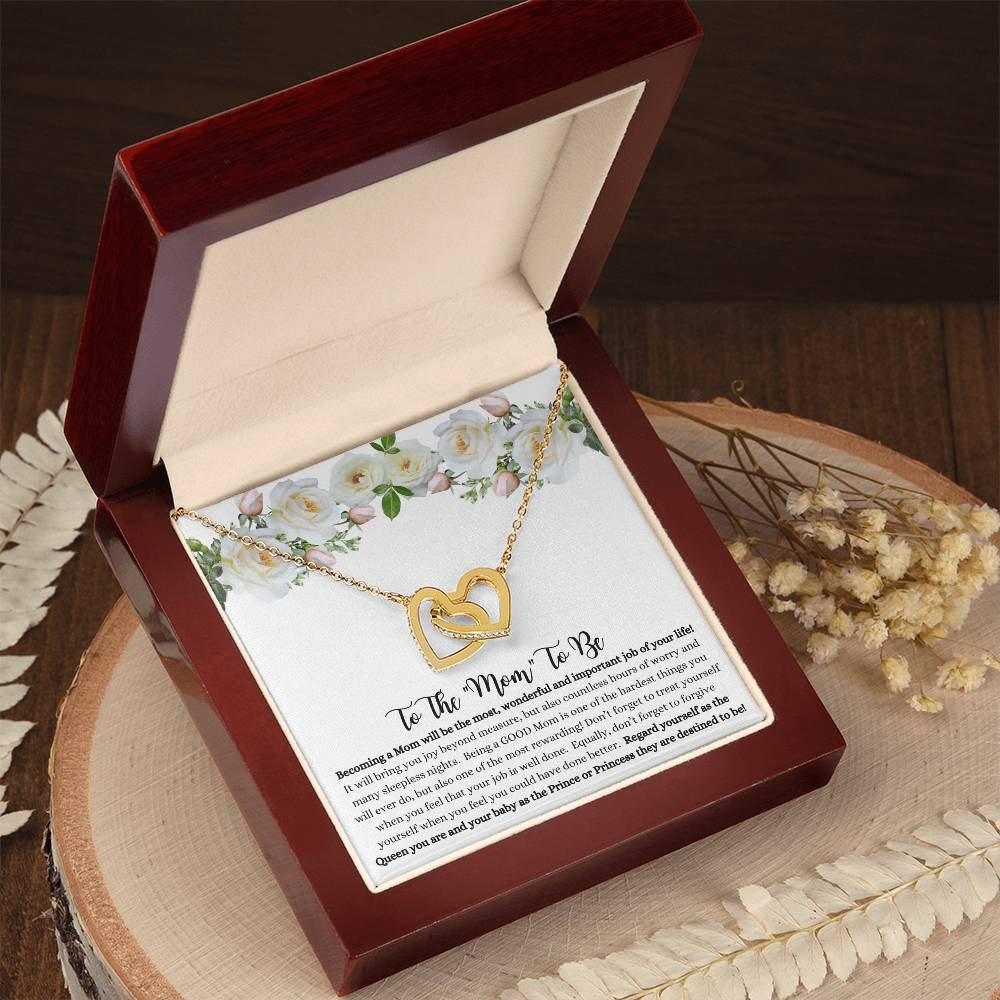 To The "Mom To Be" Interlocking Hearts Necklace,  She couldn't stop crying when she read this!