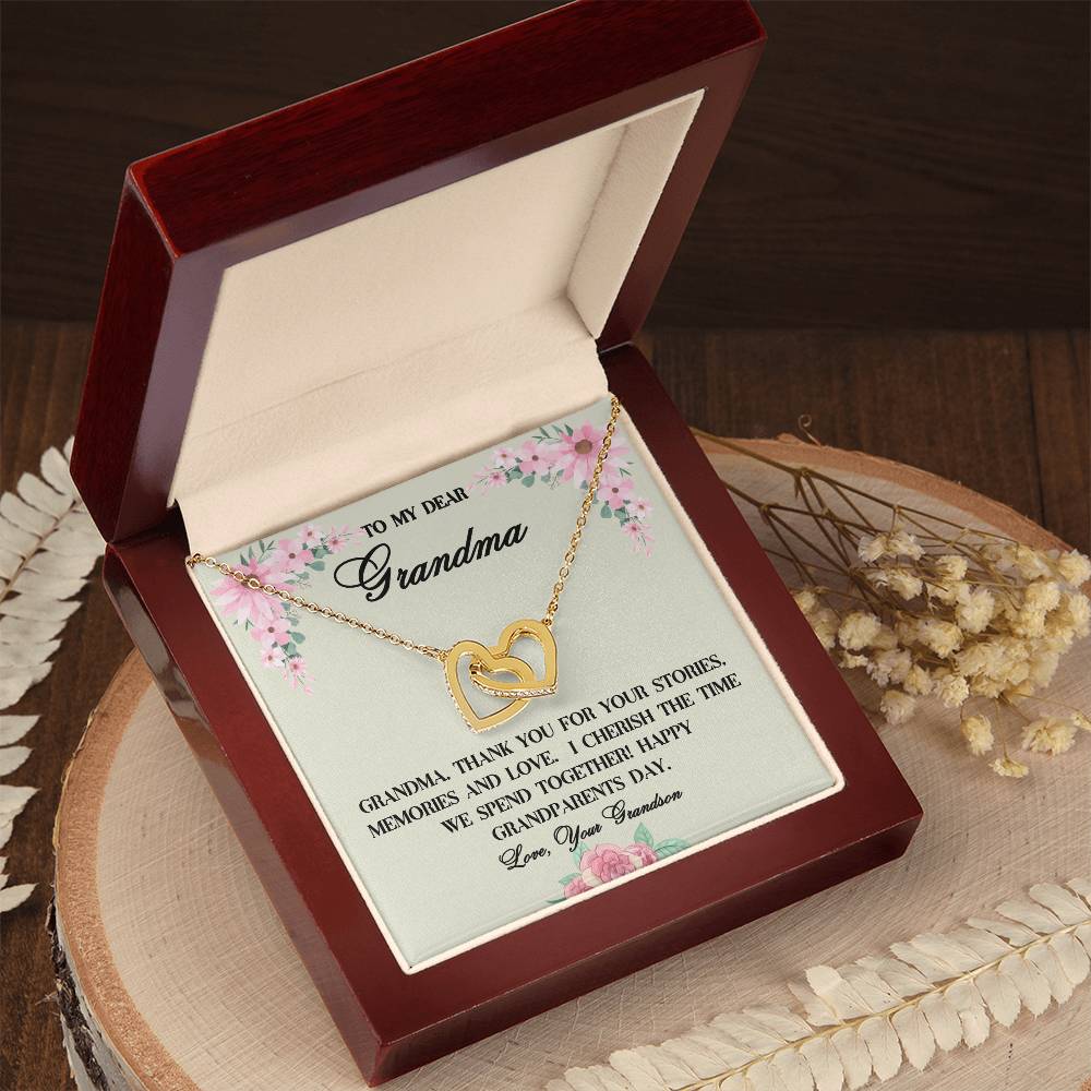 "She cried when she read this!"  Interlocking Hearts Necklace (Yellow and White Gold Variants), From Grandson