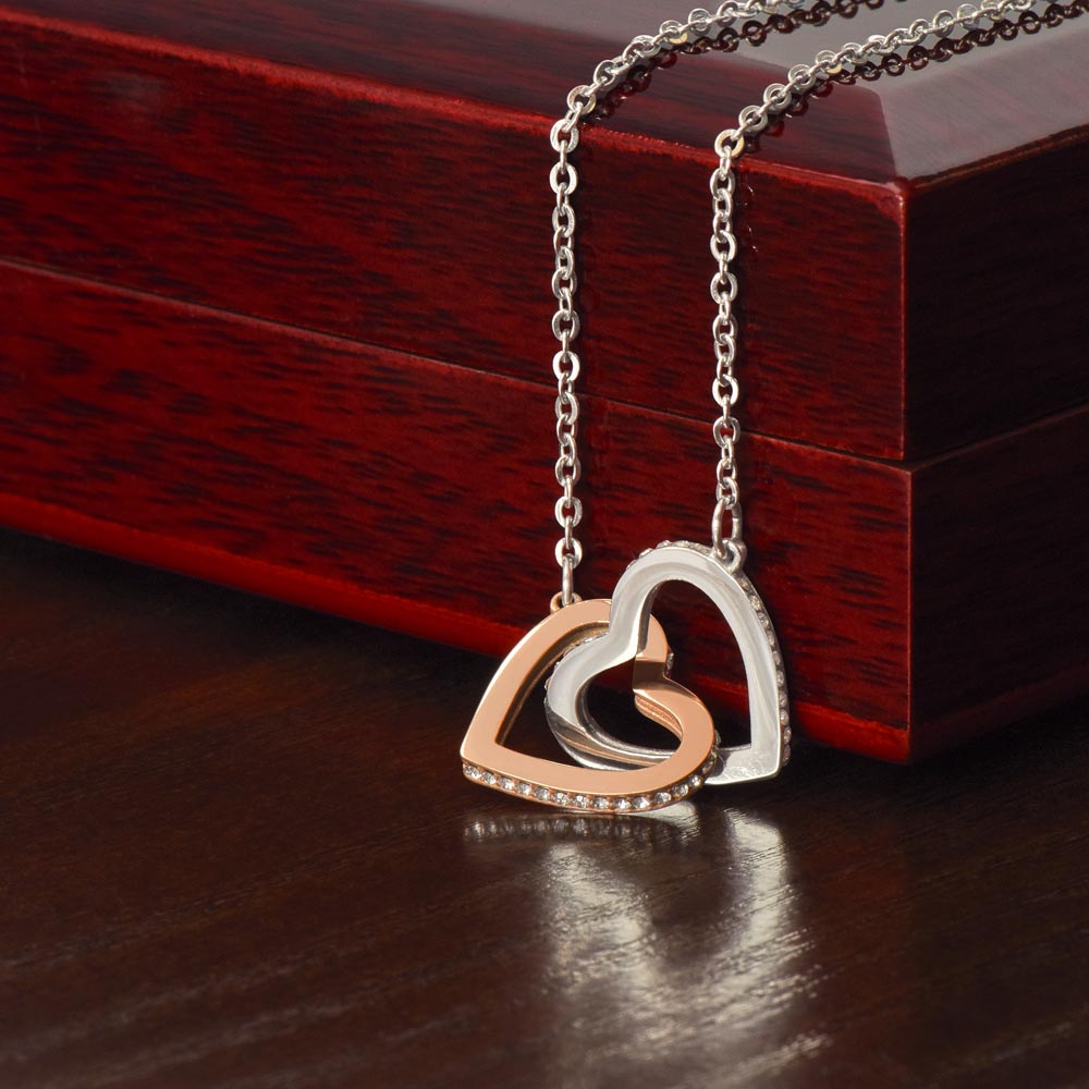 She will tear- up when she opens the box and reads this!  "To The New Mom To Be "- Interlocking Hearts Necklace