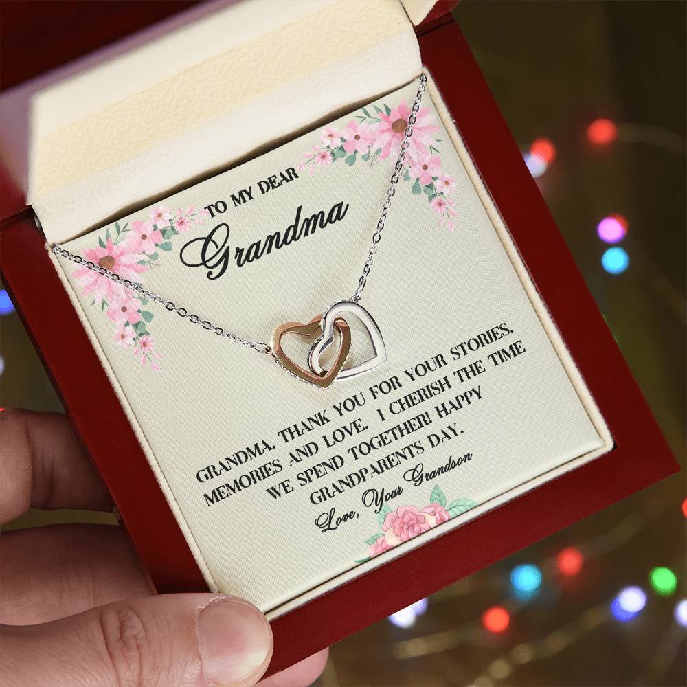 "She cried when she read this!"  Interlocking Hearts Necklace (Yellow and White Gold Variants), From Grandson