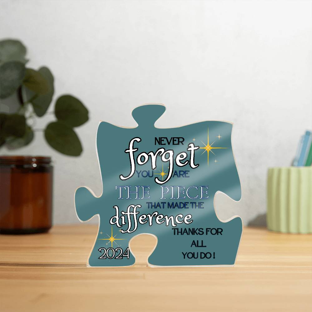 "Never Forget..." Teal, Puzzle Piece Acrylic Plaque