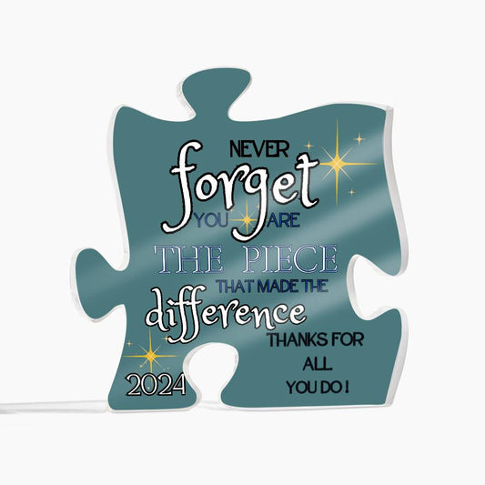 "Never Forget..." Teal, Puzzle Piece Acrylic Plaque