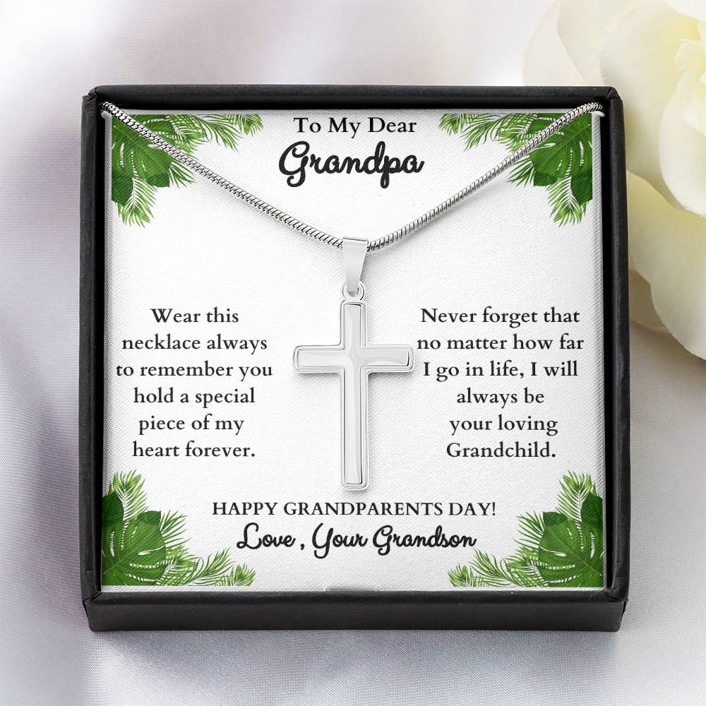 "This will bring him to tears when he sees it!"  Stainless Steel Cross Necklace , from Grandson