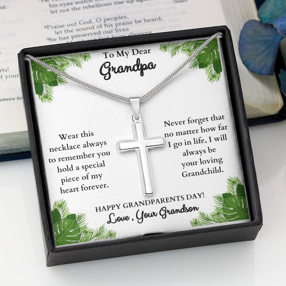 "This will bring him to tears when he sees it!"  Stainless Steel Cross Necklace , from Grandson