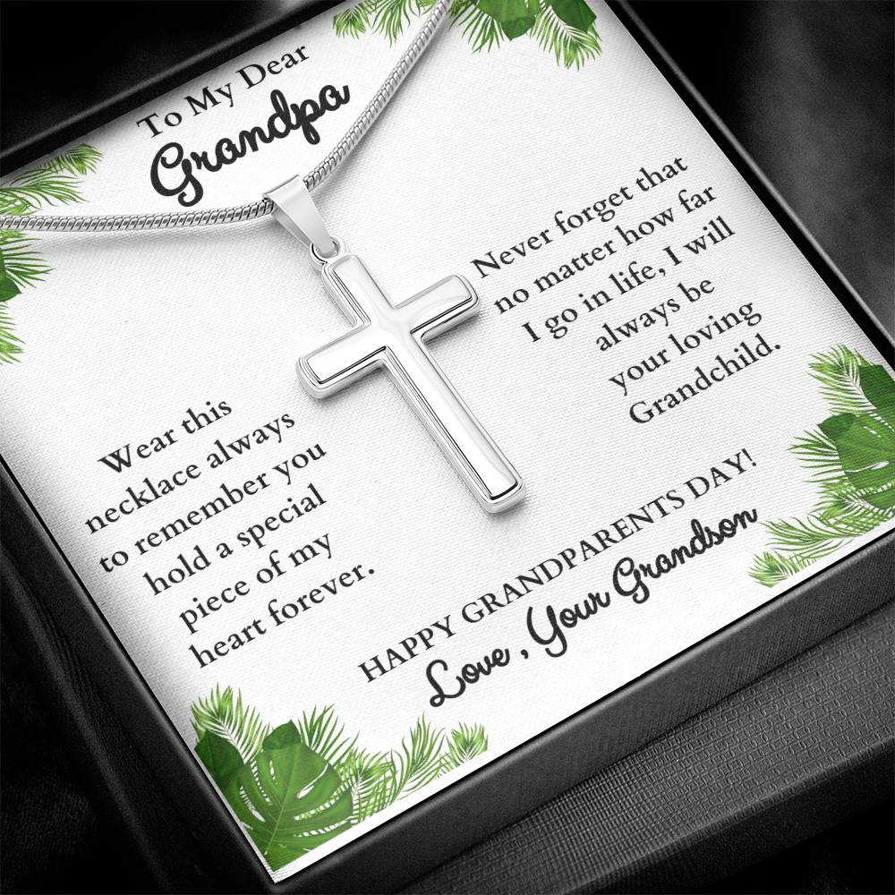 "This will bring him to tears when he sees it!"  Stainless Steel Cross Necklace , from Grandson