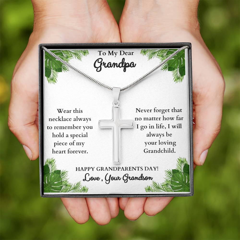 "This will bring him to tears when he sees it!"  Stainless Steel Cross Necklace , from Grandson