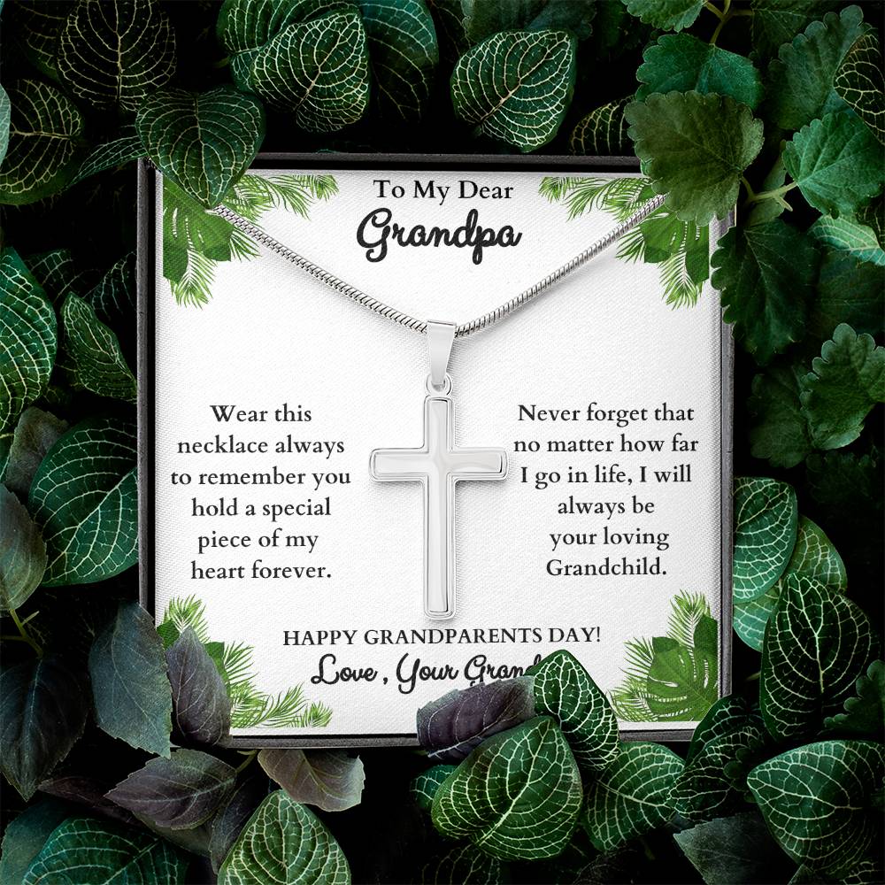 "This will bring him to tears when he sees it!"  Stainless Steel Cross Necklace , from Grandson