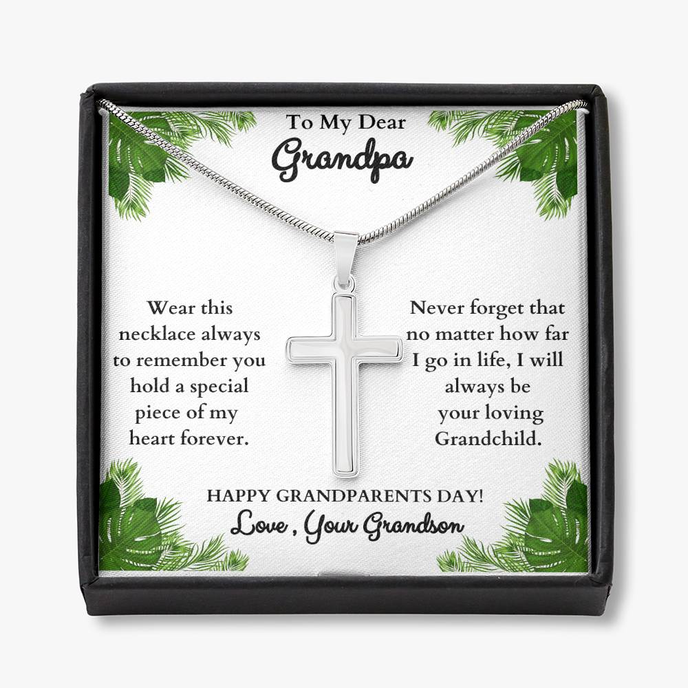 "This will bring him to tears when he sees it!"  Stainless Steel Cross Necklace , from Grandson