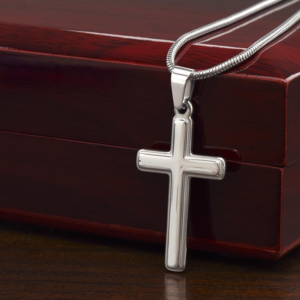 "This will bring him to tears when he sees it!"  Stainless Steel Cross Necklace , from Grandson