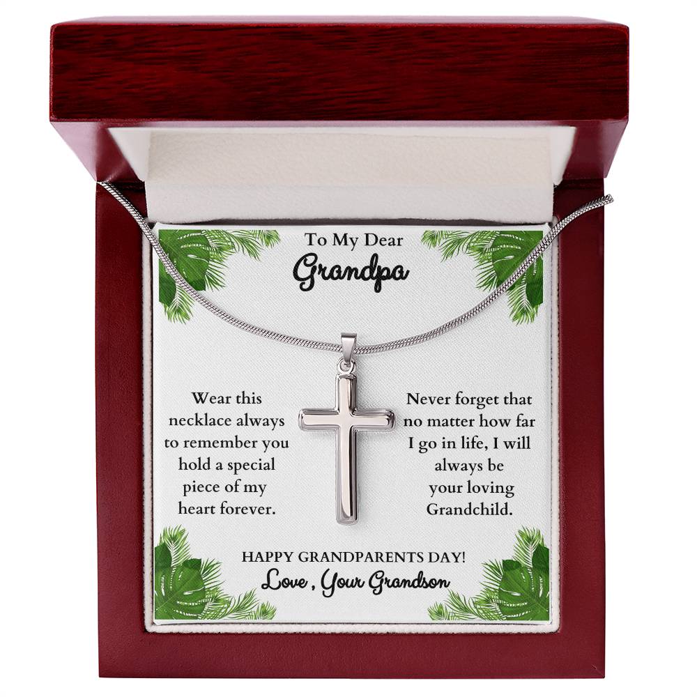 "This will bring him to tears when he sees it!"  Stainless Steel Cross Necklace , from Grandson