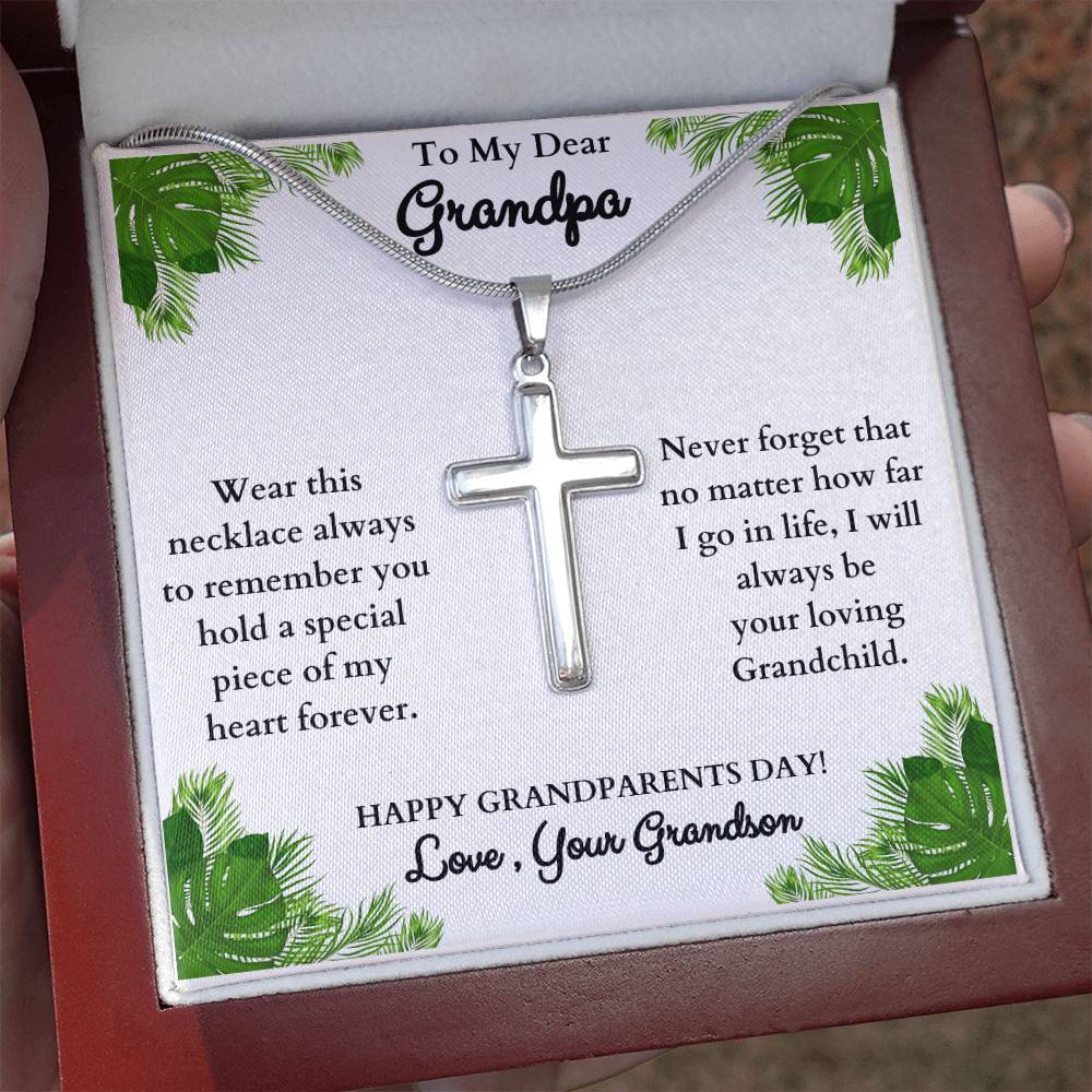 "This will bring him to tears when he sees it!"  Stainless Steel Cross Necklace , from Grandson