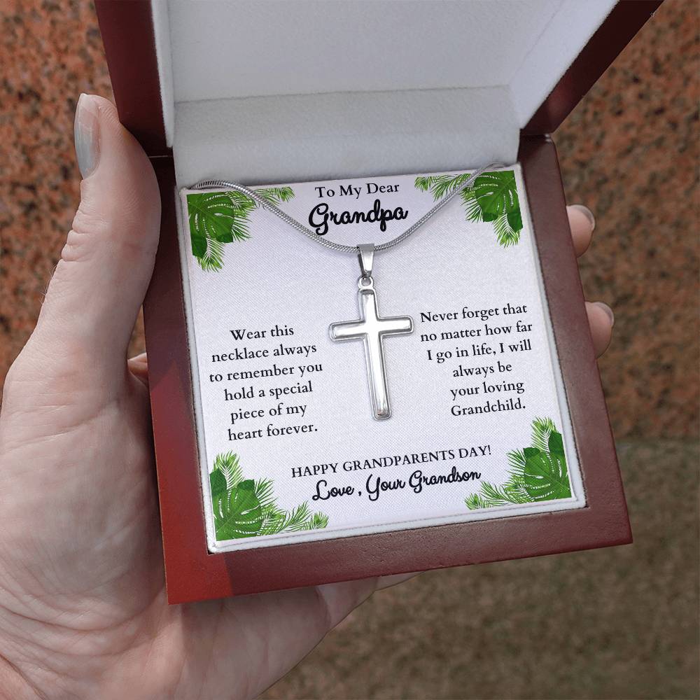 "This will bring him to tears when he sees it!"  Stainless Steel Cross Necklace , from Grandson