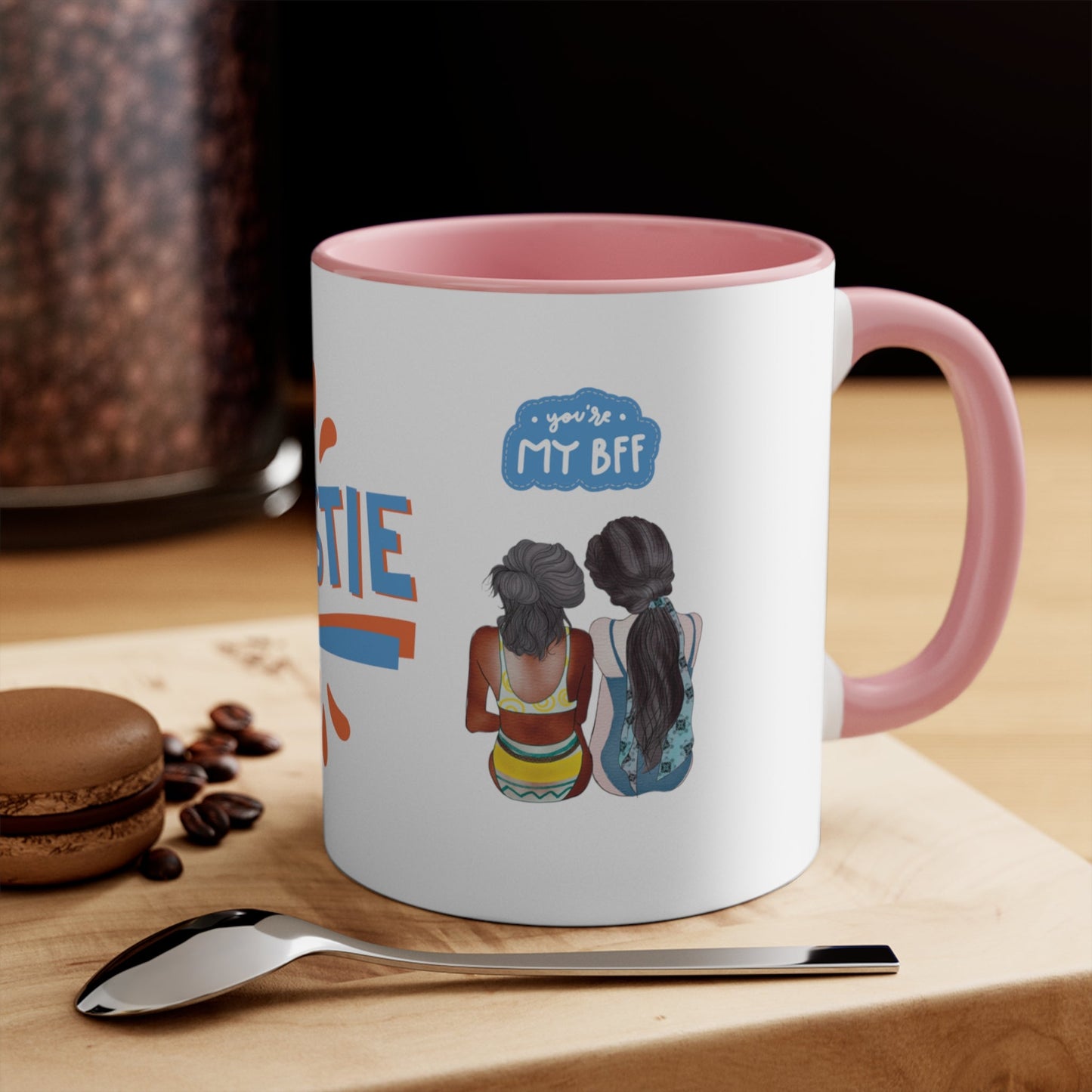 "Bestie", Wrap Around Design Two Tone 11 oz Mug