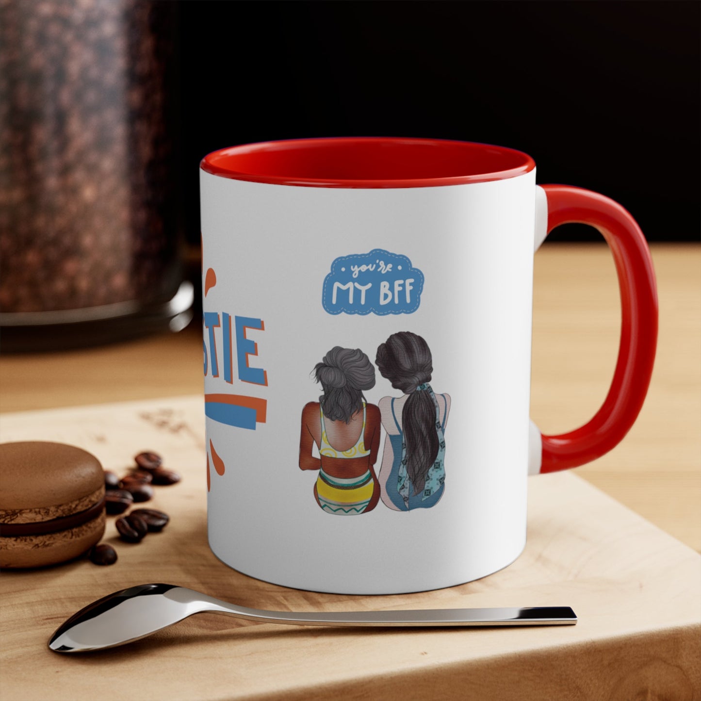 "Bestie", Wrap Around Design Two Tone 11 oz Mug