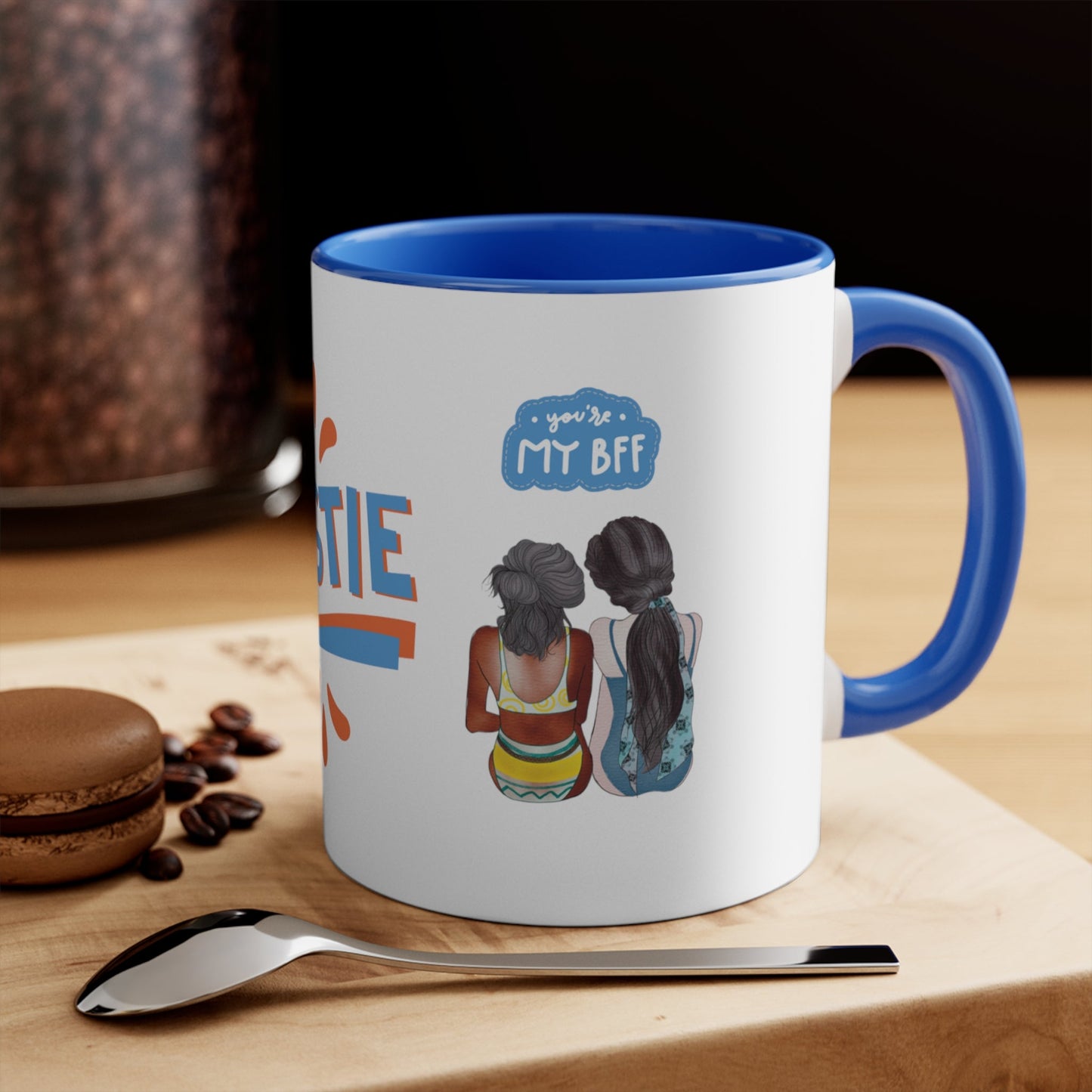 "Bestie", Wrap Around Design Two Tone 11 oz Mug